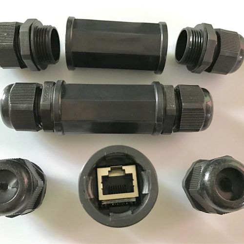 RJ45M22Z水晶头对接防水网路线直通接头 室内外网路防震防水连接