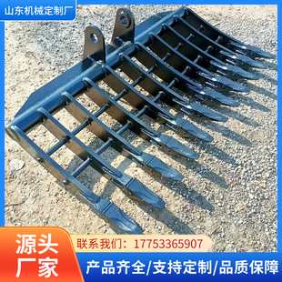 挖掘机耙子翻地耙子勾机多功能挖机配件松土多齿除草耙挖机配件