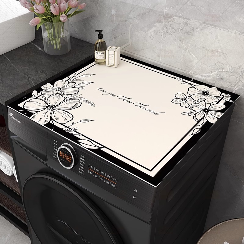 美式洗衣机盖垫轻奢高级感台面保护垫冰箱防尘盖布硅藻泥防晒吸水