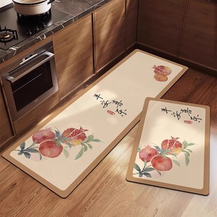 平安喜乐厨房地垫防滑防油可擦免洗脚垫防脏防水污专用新中式 地毯