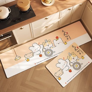 卡通硅藻泥厨房地垫防滑耐脏可擦专用厨房脚垫门口吸水地毯可裁剪