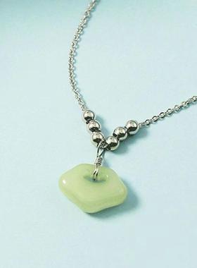 和田吊坠玉天然项链玉石平安锁diy如意配件手链扣小锁骨女南红链