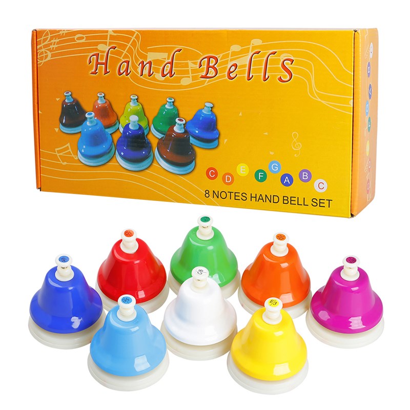 M MBAT Orff Musical Instrument Set Colorful 8-Note Hand Bell