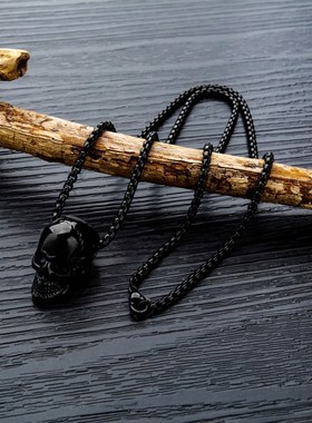 Titanium steel skull men necklace hip hop chain Pendant