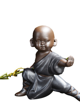 好货紫砂茶宠大号功夫小和尚陶瓷人物茶室中式家居摆件玄关酒柜工