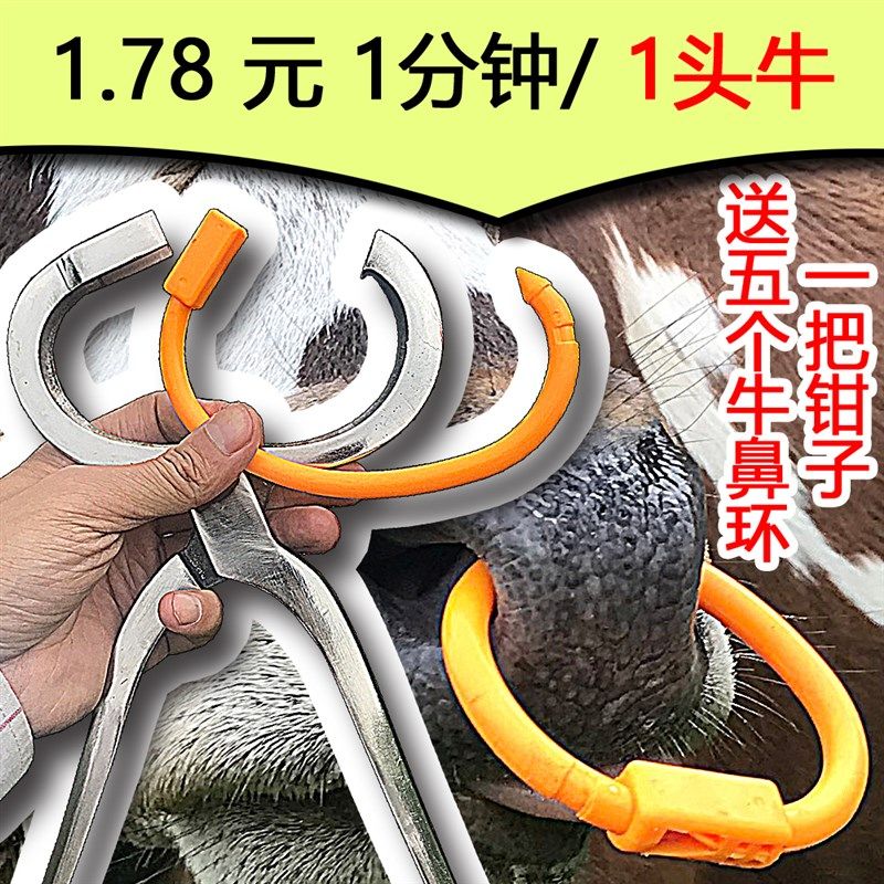 极速牛鼻环牛鼻圈塑料养牛场设备牛用打孔穿孔钳牛鼻子牵引扣牛鼻