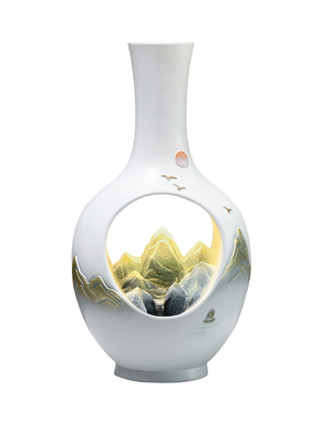 极速【520礼物】新中式花瓶流水摆件客厅玄关家居软装乔迁轻奢高