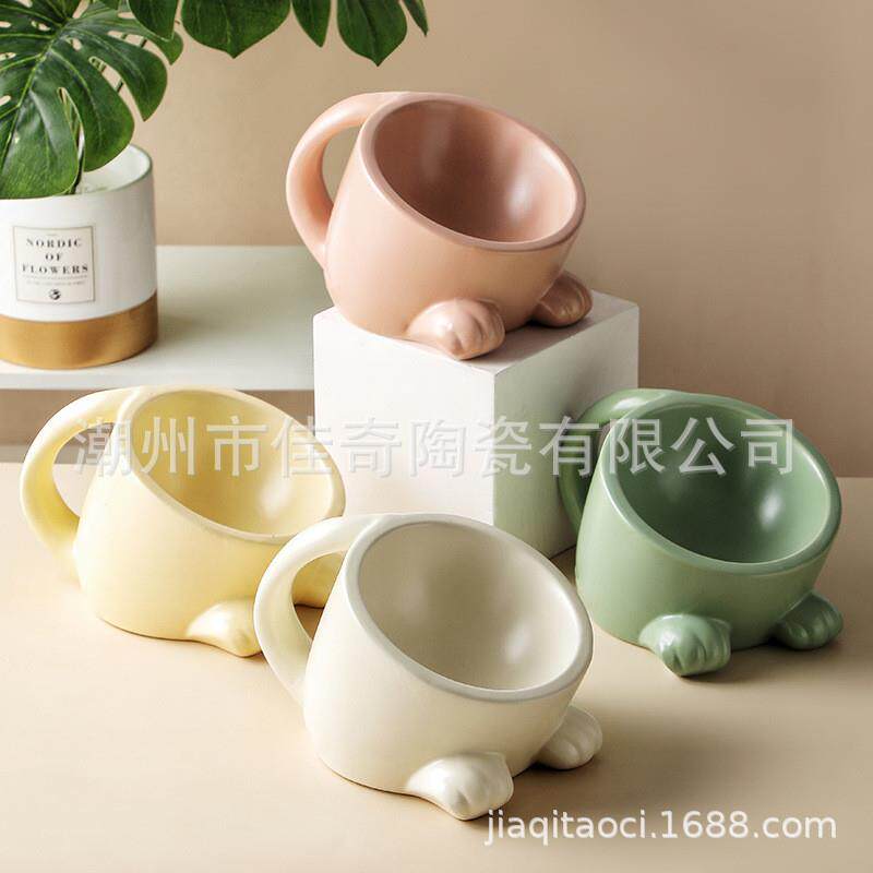 极速2023新款手把猫碗陶瓷保护脊椎防打翻防黑下巴狗食盆猫粮碗宠