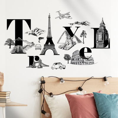 极速Black And White Building Background Wall Stickers Paris