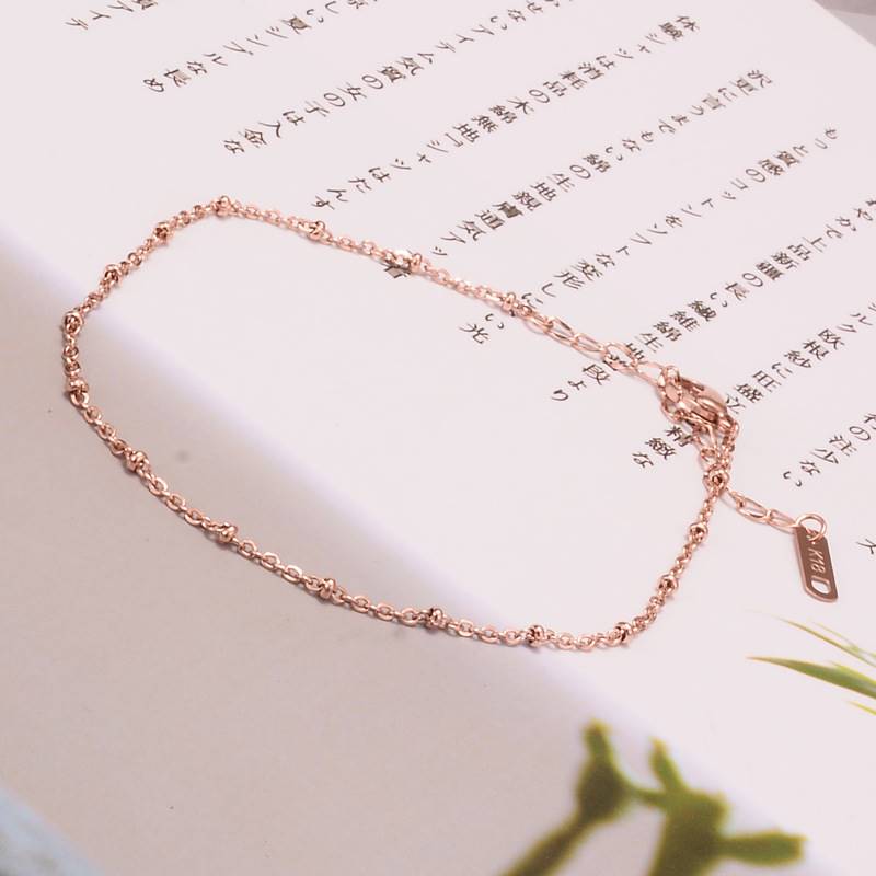 -Y14 S14 fashion simple bead chain rose gold anklet girls ti