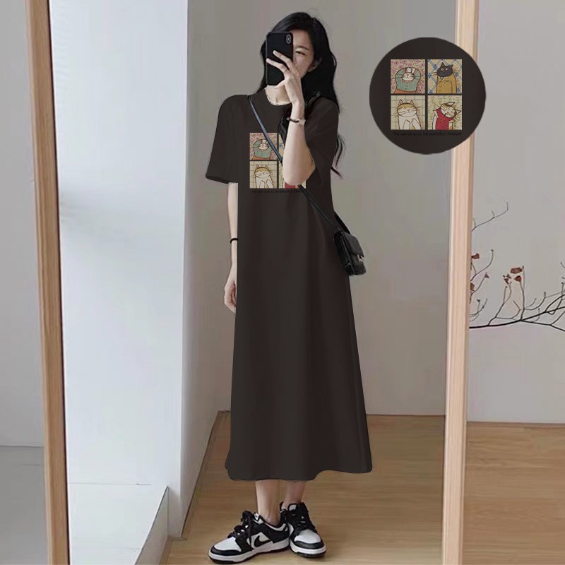 好货孕妇夏季连衣裙2025新款时尚短袖t恤裙子女韩版宽松大码过膝