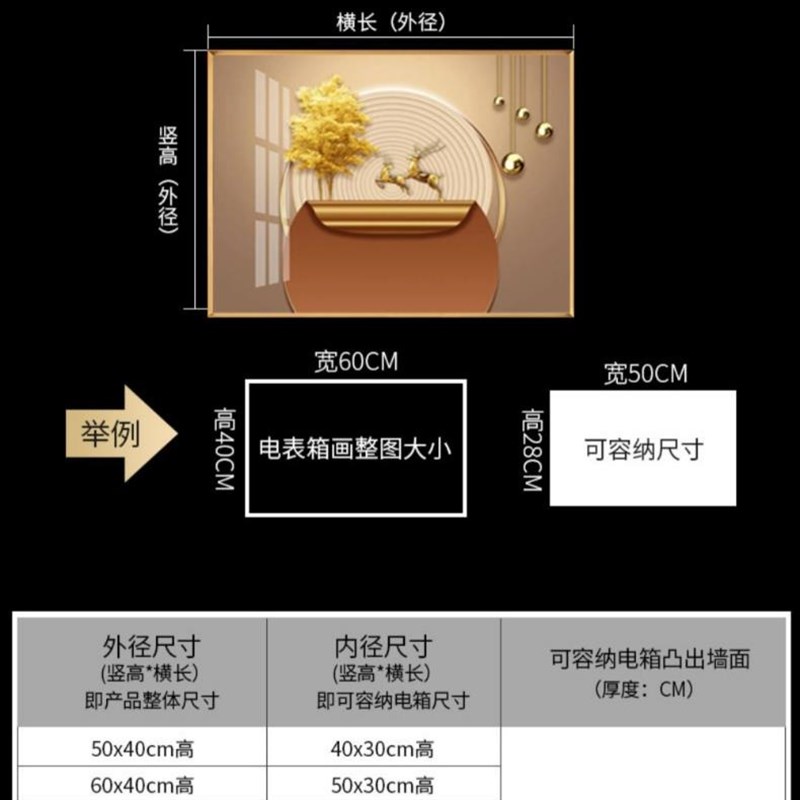 爆品现代简约抽象麋鹿轻奢电表箱装饰画配电箱挂画遮挡盒电闸箱品图片