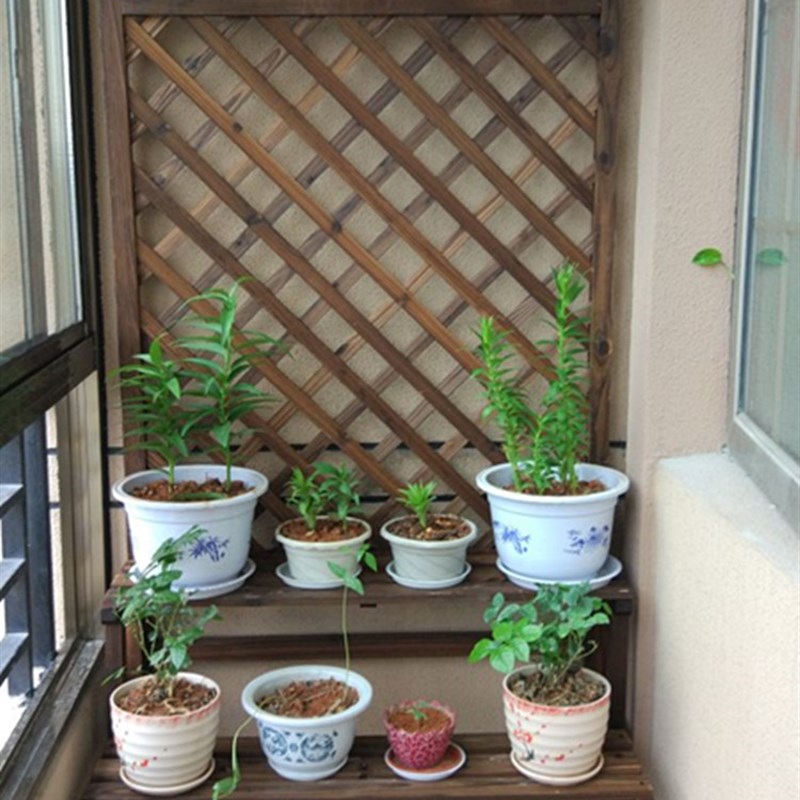 阳台防腐木梯形花架实木多层置物架木质阶梯花盆架落地吊兰花架子
