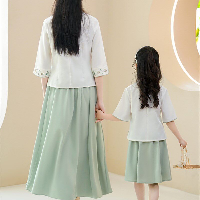 极速幼儿园亲子走秀服装汉服母女唐装中国风旗袍夏款2023适合拍照