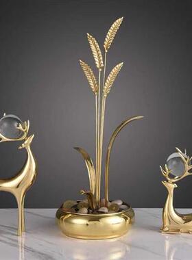 极速黄铜轻奢新中式装饰摆饰家居饰品客厅玄关办公室乔迁新居开业