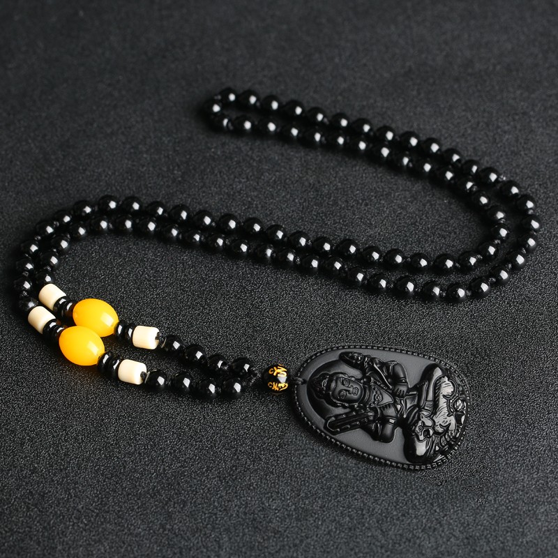 天然黑曜石本命佛大日如来十二生肖观音吊坠牛年男士项链女护身符