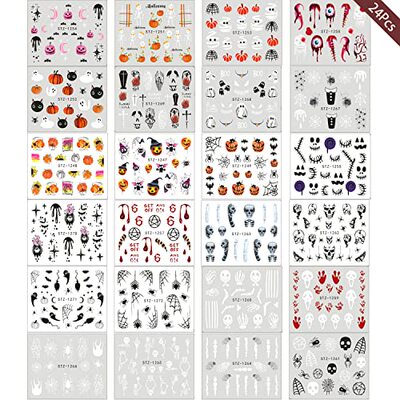 好货Halloween Nail Art Stickers Water Transfer Decals Pumpki