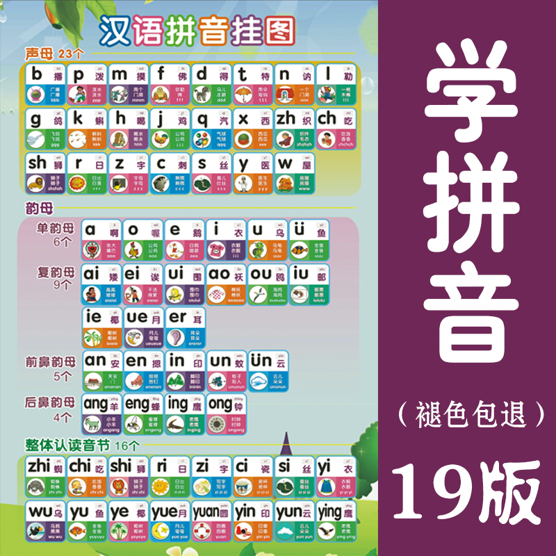 汉语拼音字母表儿童声母韵母墙贴小学生一年级幼儿园防水挂图