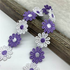 极速1yard 25mm Colorful Daisy Flower Lace Trim For Knitting
