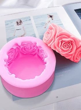 3D Round Rose Flowers Shape Silicone Soap Mold DIY Handmade