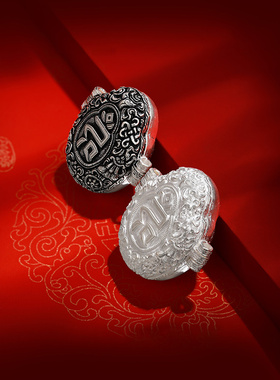 嘎乌盒吊坠S990纯银臧式可打开装物件嘎乌纯银做旧复古款嘎乌盒子