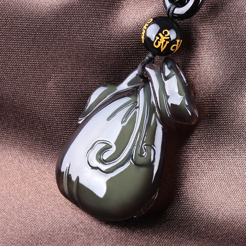 天然冰种彩虹眼黑曜石貔貅吊坠钱袋子招财男女士情侣项链挂件饰品