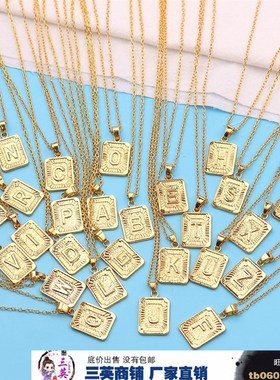 三英商铺热销男项链欧美创意个性26个字母 女通用电镀合金合金镶
