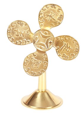 铜风水轮摆件风生水起乾坤运转风车摆设客厅办公室招财Z开运工艺