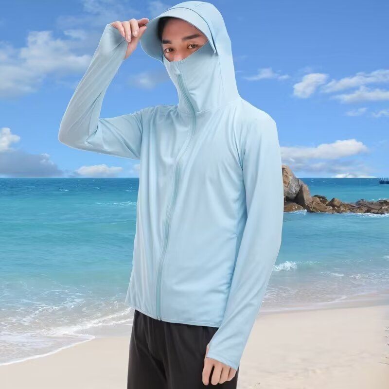 批发时尚防晒衣男夏季薄款户外冲锋衣外套美式高街连帽防晒衣男装