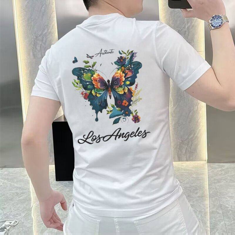 短袖男款夏季T恤2026新款高级感潮牌印花男装上衣服潮流半袖体恤