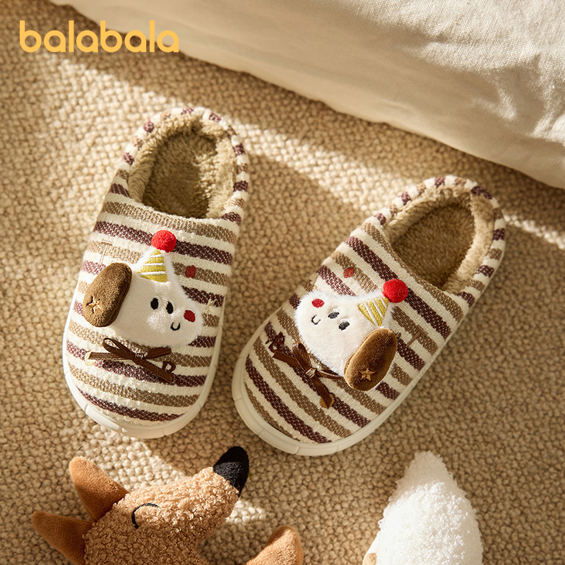 巴拉巴拉儿童棉拖鞋男童冬季宝宝室内居家卡通加绒保暖女童毛拖鞋