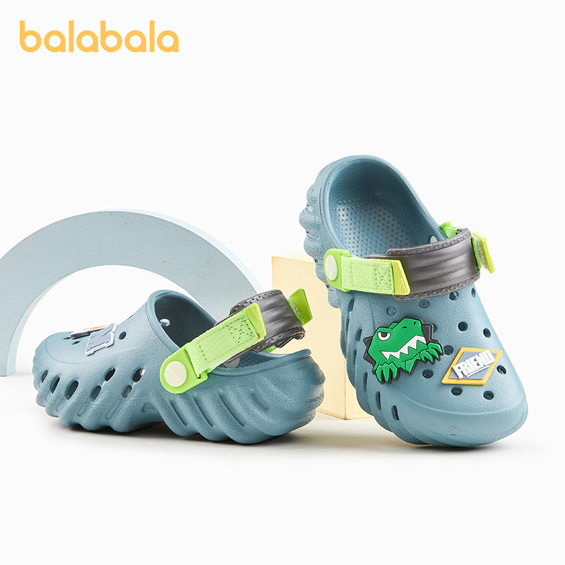 巴拉巴拉儿童拖鞋男童洞洞鞋夏季宝宝室内包头软底洗澡沙滩凉拖鞋