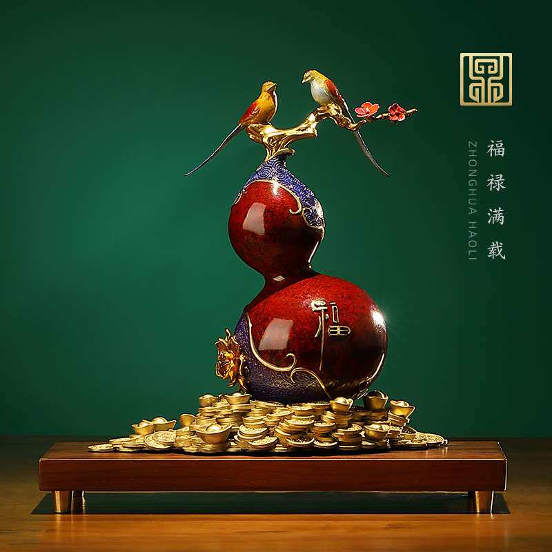 现货速发铜葫芦摆件纪念品客厅办公室艺术礼品福禄锦鸡开业工艺礼