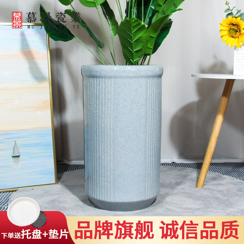 现货速发陶瓷花盆大号风带托盘大口径花盆金钱树台室内发财树大花