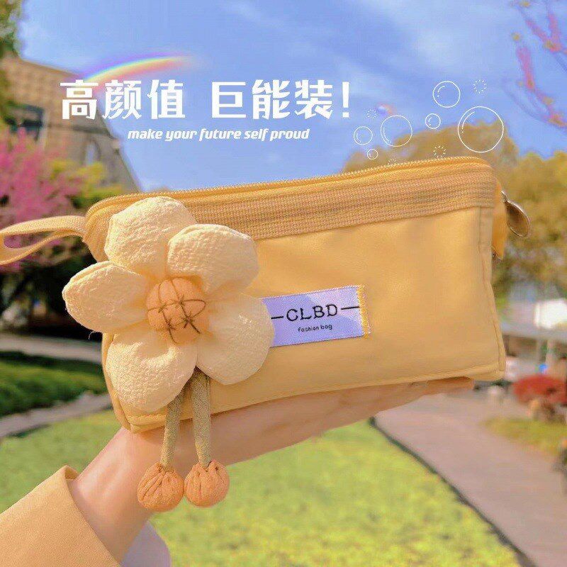 速发可爱花朵百搭收森系甜美小学生文具盒化妆品中笔袋