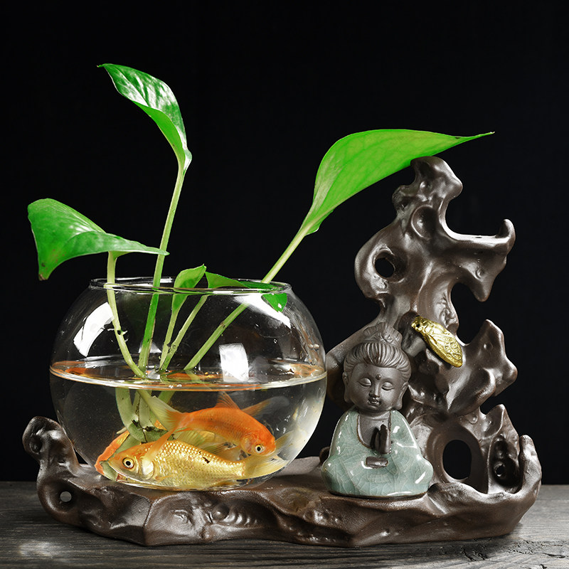 现货速发创意绿萝水培植物玻璃透明水养花瓶插花容器花盆器皿桌面