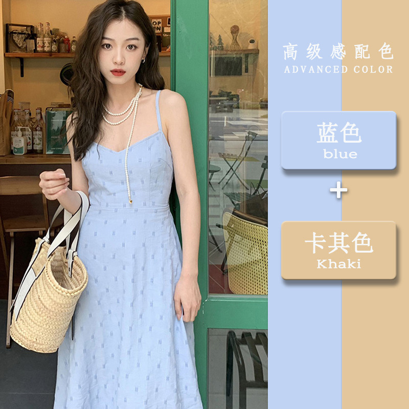 高货茶歇法式温柔风碎花连衣裙子夏季2024新款海边度假收腰吊带长