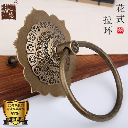 现货速发纯铜中式仿古门环兽头狮子头拉手老式复古大门把手扶手玻