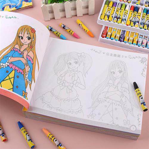 现货速发儿童蒙纸公主描印画画本幼儿园手绘简笔画套装初学者涂色