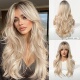 欧美风白金长卷发假发套渐变金色调大波浪蓬松日常整顶假发女wigs