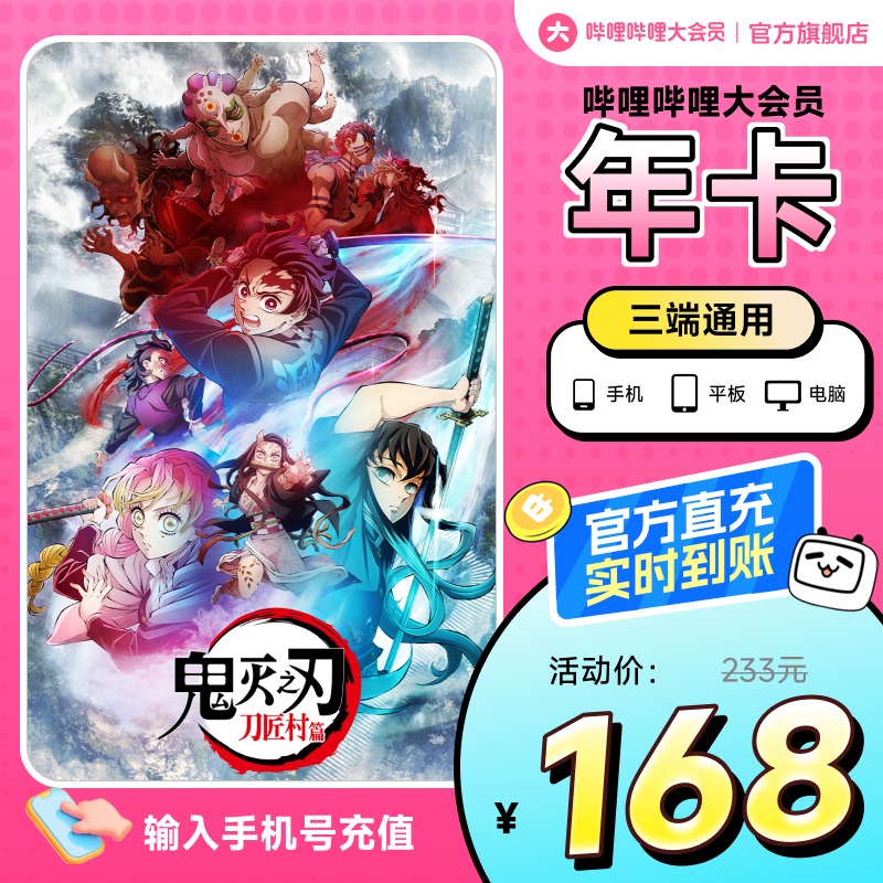 哔哩哔哩大会员年卡12个月卡bilibili大会员年卡直充 不支持电视