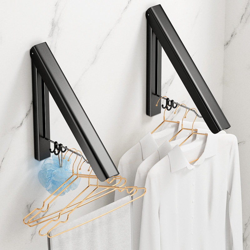 新品隐形晾衣架阳台家用化妆室折叠晾衣伸缩免打孔飘窗室外晒被子