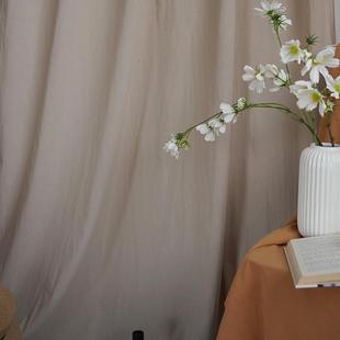 日式亚麻色纯橘棉麻桌布甜品台结婚礼氛围感装饰布置摆摊展台背景