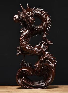 实木雕刻盘龙工艺品新中式家居玄关摆设装饰摆件店铺公司开业送礼