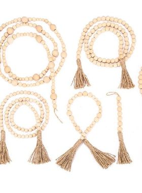 极速Wood Bead Tassel Hanguing Ornaments Ldyllic Country Styl