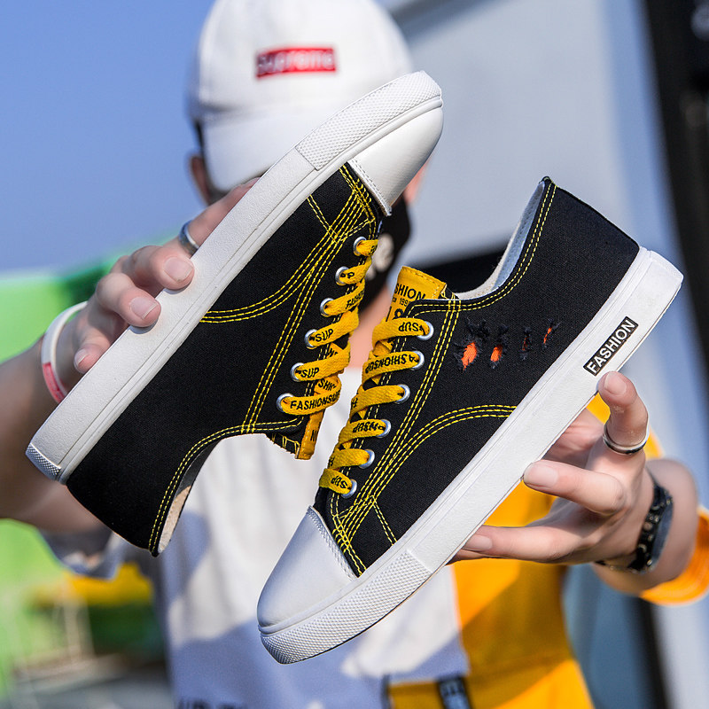 新品秋季男d鞋帆布鞋男韩版潮流百搭布鞋学生低帮平底板鞋透气休