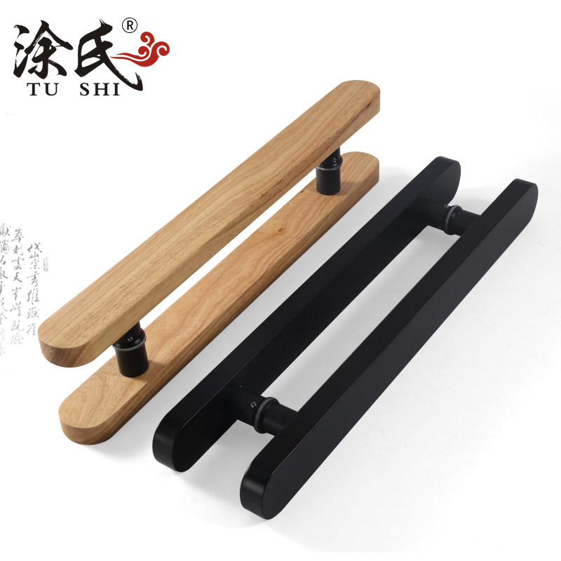 新品极简大d门拉手原木玻璃门拉手商铺大门把手实木木门拉手推拉图片