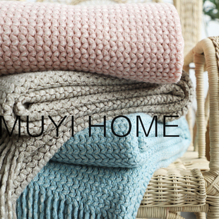 极速加厚加大针织毛线毯民宿酒店床D尾毯床旗搭毯沙发毯午睡毯空