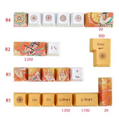 极速124-Key Keycaps e Sublimation Mysterious Dunhuang D.urab