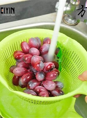 极速plastic long handle rice colander strainer filteYr green